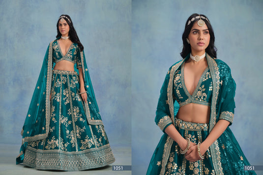 Navy Blue Art Silk Thread & Sequins Embroidered Semi Stitched Lehenga Choli