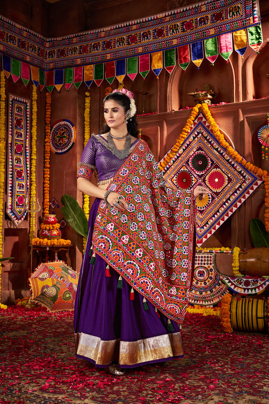 Navratri Special Purple Silk Embroidered Ready made Fully Stitched Festive Wear Lehenga Choli