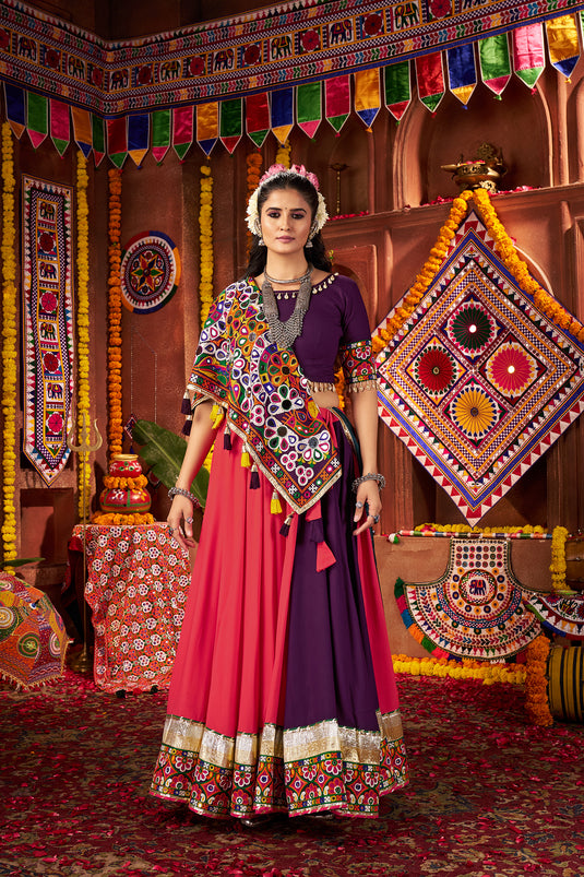 Navratri Special Multicolor Viscose Cotton Kutchi Work Readymade Fully Stitched Festive Wear Lehenga Choli