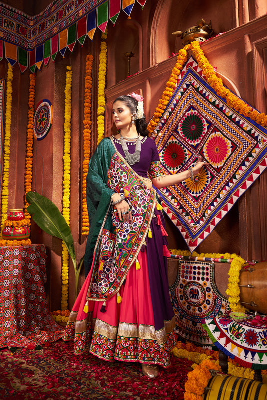 Navratri Special Multicolor Viscose Cotton Kutchi Work Readymade Fully Stitched Festive Wear Lehenga Choli