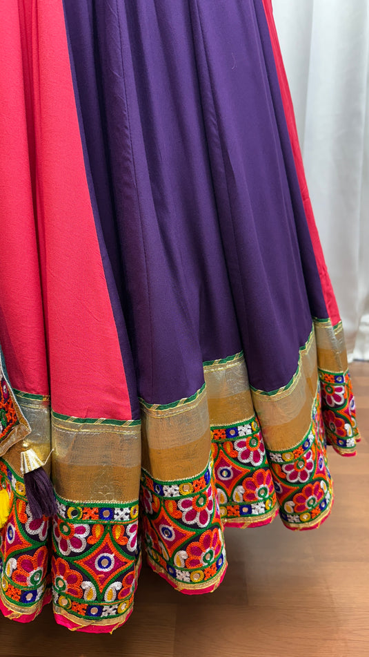 Navratri Special Multicolor Viscose Cotton Kutchi Work Readymade Fully Stitched Festive Wear Lehenga Choli