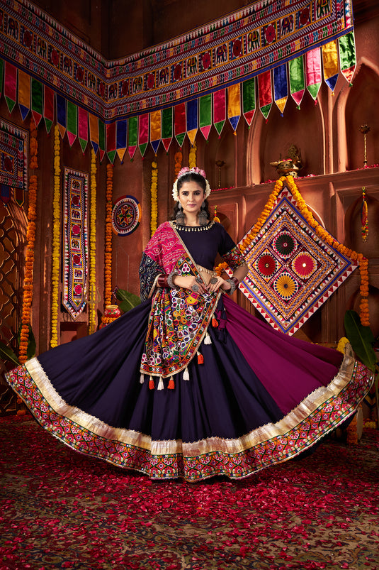 Navratri Special Multicolor Kutchi Work Viscose Cotton Readymade Fully Stitched Festive Wear Lehenga Choli