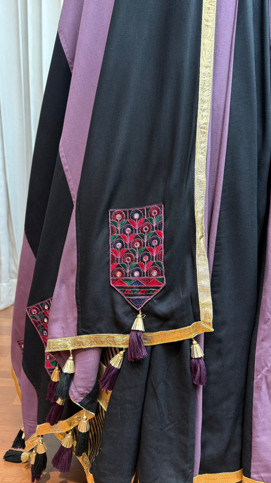 Garba Special Multicolor Kutchi Work Viscose Cotton Readymade Fully Stitched Festive Wear Lehenga Choli With Belt