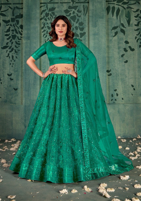 Black Butterfly Net Sequins Embroidered Semi Stitched Lehenga Choli