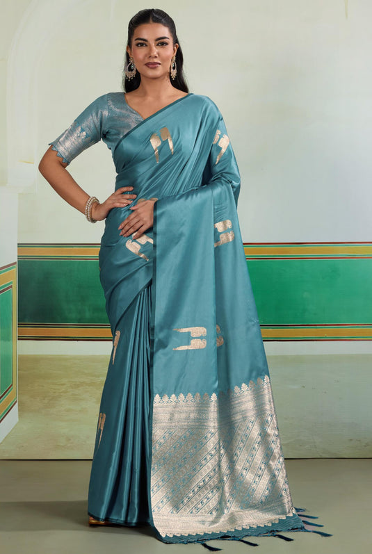 Wine Satin Handloom Weaving Party Wear Saree For Women