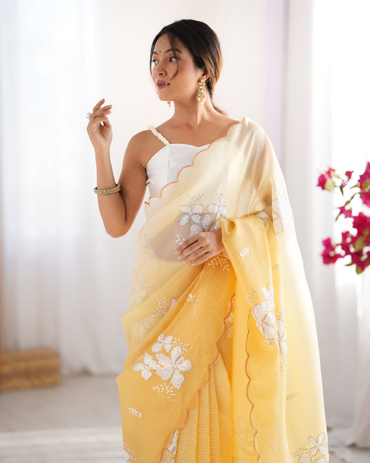 Purple Sequins Embroidered Candy Crush Padding Party Wear Saree For Women