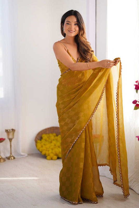 Wine Embellished Chiffon Checks Party Wear Saree For Women