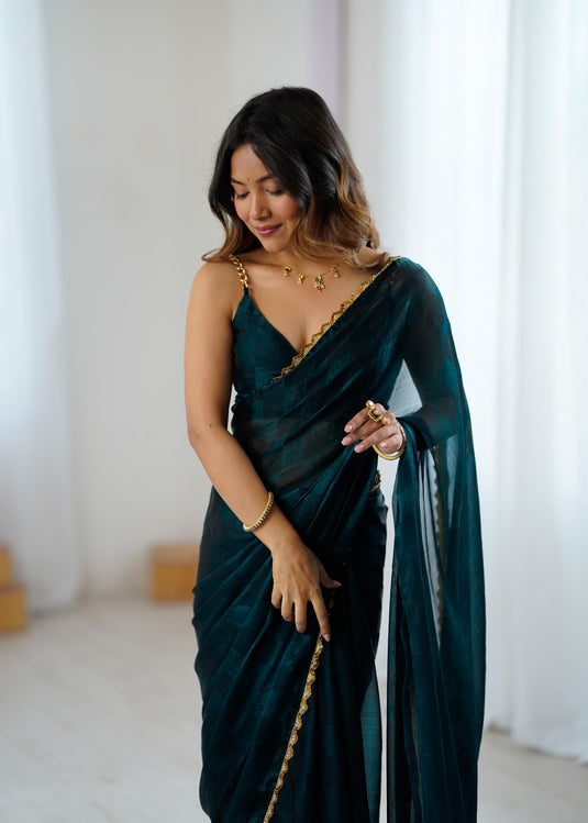 Maroon Embellished NC Chiffon Checks Festive Saree For Women