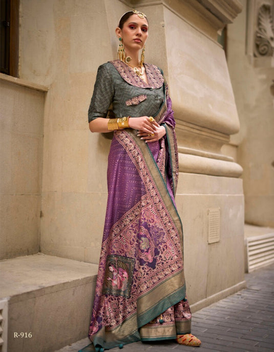 Yellow Poly Viscose Silk Foil Print Woven Festive Wear Saree