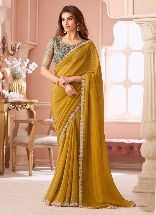 Elegant Purple Satin Shimmer Chiffon Georgette Embroidered Festive Saree For Women