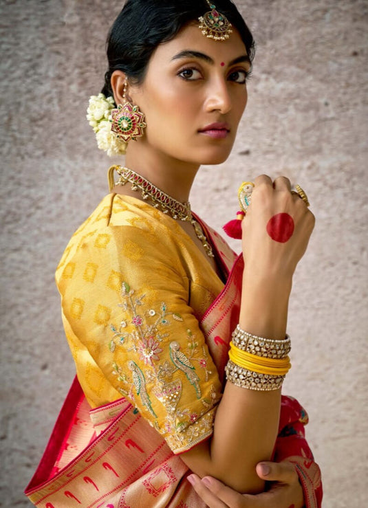 Designer Navy Blue Kora Banarasi Art Silk Festive Wear Saree For Women