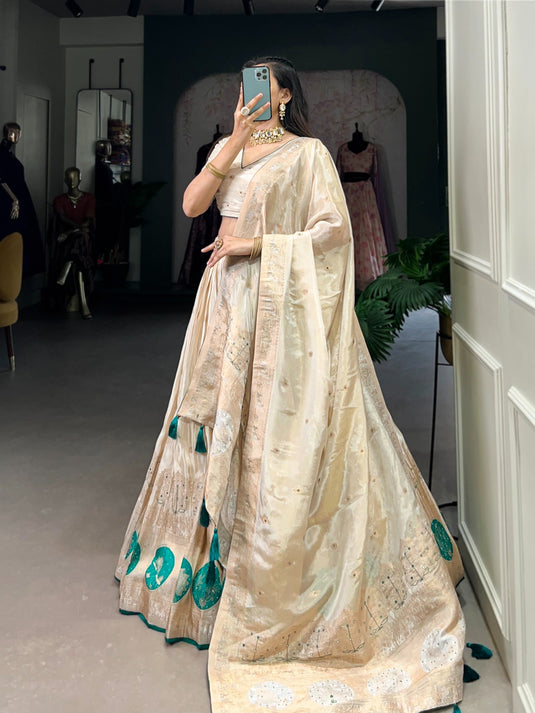 Navratri Special Pink Hand Bends Work Shimmer Semi Stitched Lehenga Choli