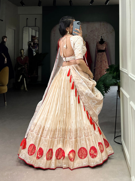 Navratri Special Pink Hand Bends Work Shimmer Semi Stitched Lehenga Choli