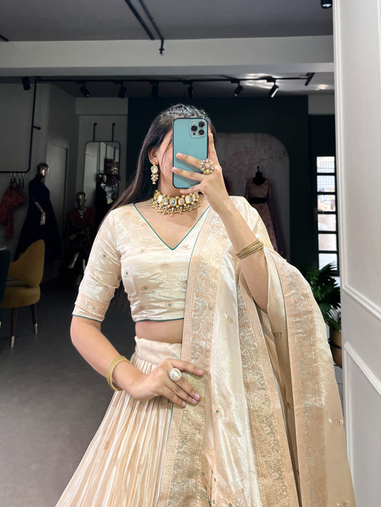 Navratri Special Pink Hand Bends Work Shimmer Semi Stitched Lehenga Choli