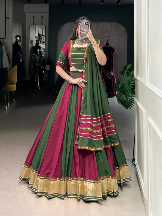 Dandiya Special Multicolor Gamthi work Rayon Ready to Wear Fully Stitched Lehenga Choli