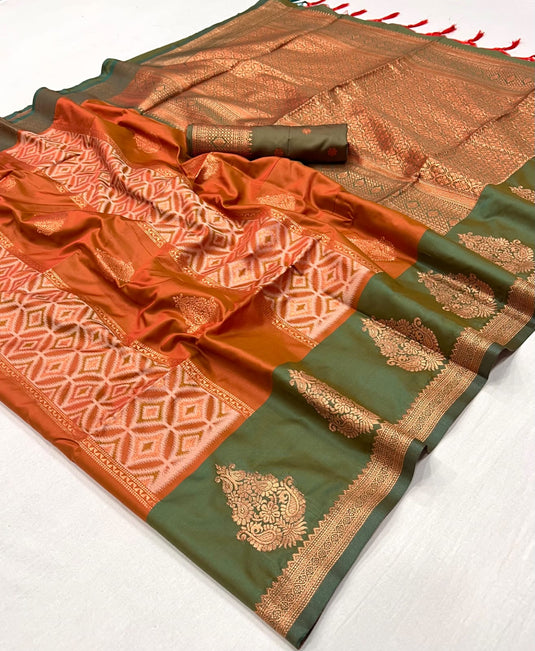 Wine Handloom Pochampally Weaving Silk Festive Wear Saree For Women
