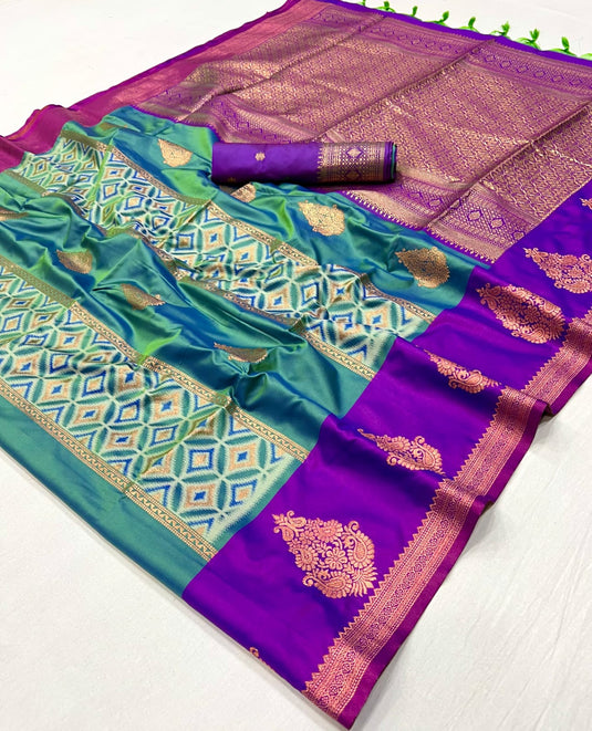 Wine Handloom Pochampally Weaving Silk Festive Wear Saree For Women