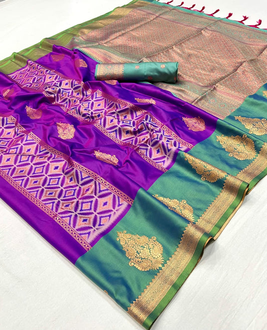 Wine Handloom Pochampally Weaving Silk Festive Wear Saree For Women