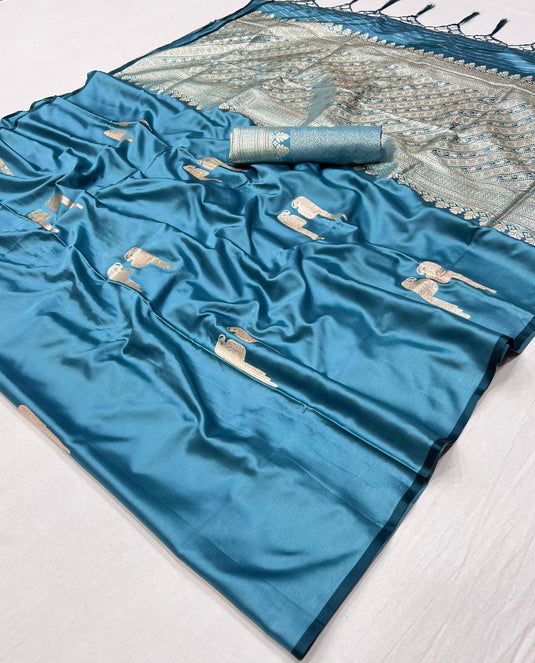 Wine Satin Handloom Weaving Party Wear Saree For Women