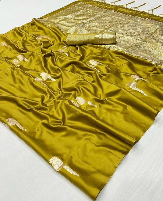 Wine Satin Handloom Weaving Party Wear Saree For Women