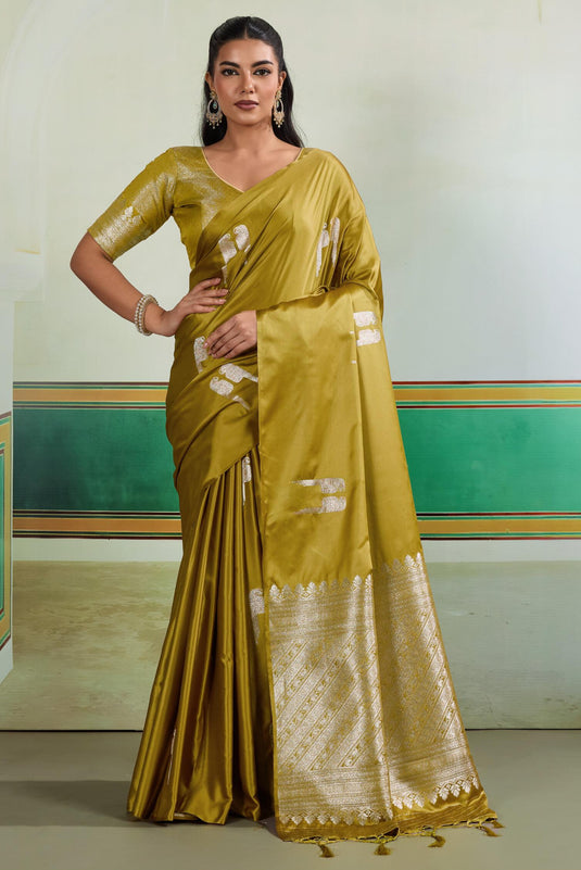 Wine Satin Handloom Weaving Party Wear Saree For Women