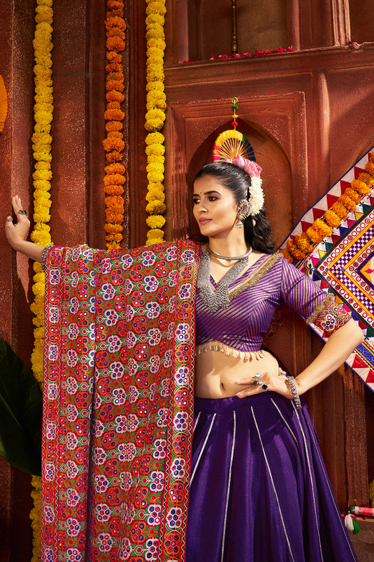 Navratri Special Purple Silk Embroidered Ready made Fully Stitched Festive Wear Lehenga Choli
