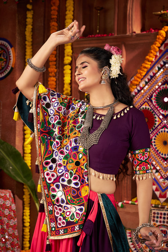 Navratri Special Multicolor Viscose Cotton Kutchi Work Readymade Fully Stitched Festive Wear Lehenga Choli