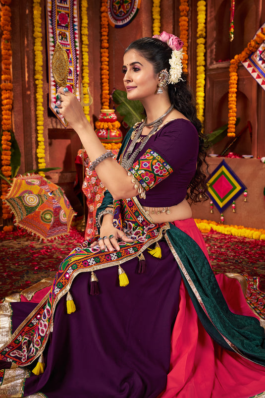 Navratri Special Multicolor Viscose Cotton Kutchi Work Readymade Fully Stitched Festive Wear Lehenga Choli