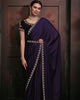 Purple Stunning Premium Satin Silk Swarovski Work Saree