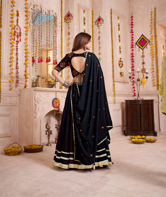 Navratri Special Multi color Viscose Cotton Lampi Work Ready to wear Fully Stitched Festive Wear Lehenga Choli