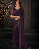 Violet Graceful Chiffon Thread Embroidered Stone Work Saree