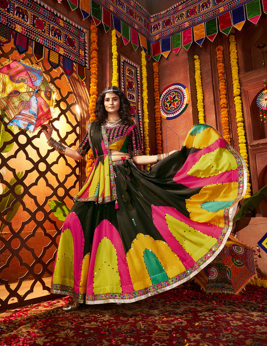 Navratri Special Purple Viscose Cotton Gajji Silk Embroidered Fully Stitched Festive Wear Lehenga Choli