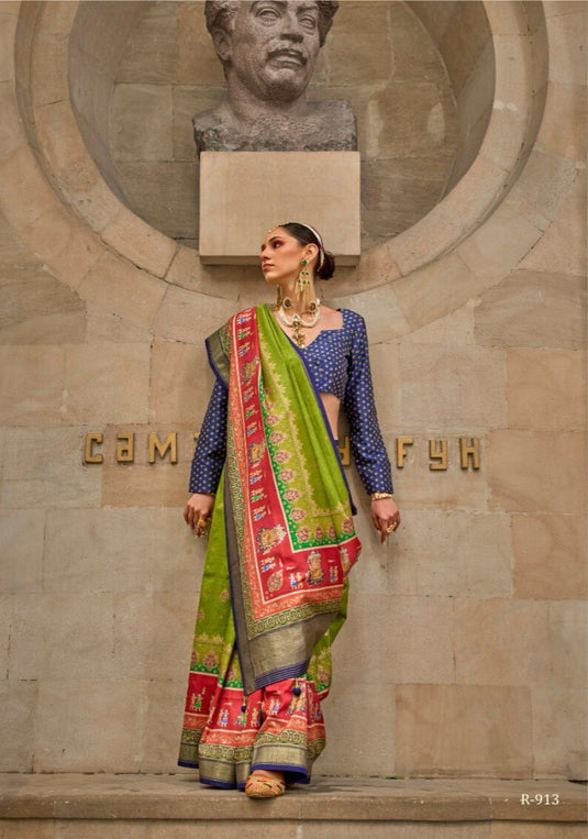 Yellow Poly Viscose Silk Foil Print Woven Festive Wear Saree