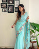 Sky Blue Latest Heavy Georgette Sequence Embroidered Work Saree