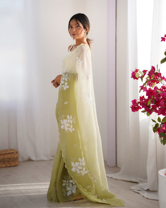 Purple Sequins Embroidered Candy Crush Padding Party Wear Saree For Women