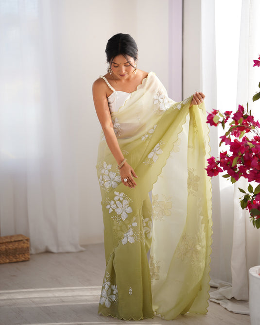 Purple Sequins Embroidered Candy Crush Padding Party Wear Saree For Women