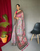 Pink Pure Malai Cotton Traditional Digital Print Saree