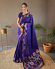 Purple classic soft silk copper and gold floral weaving saree