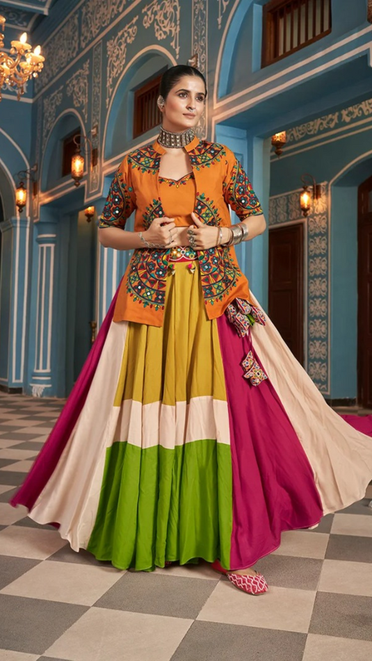 Multi-Color Viscose Rayon Full Stitched Lehenga Choli