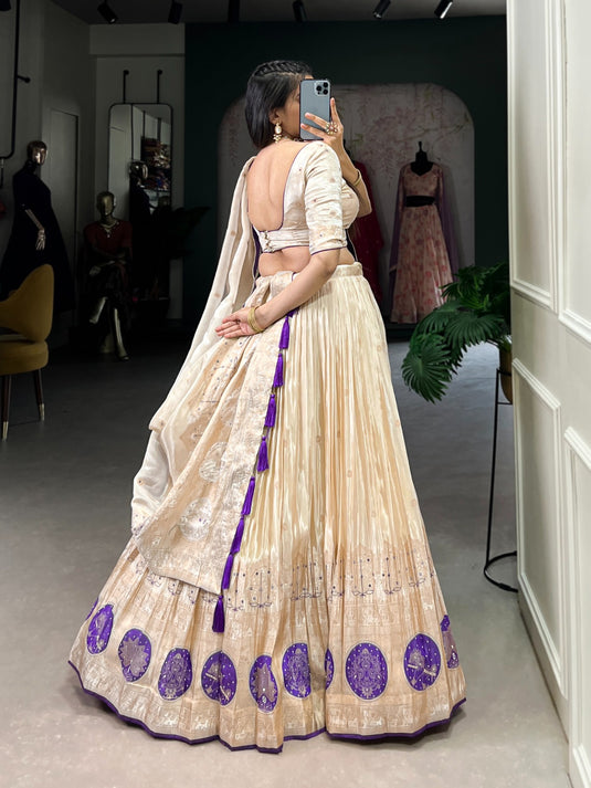 Navratri Special Pink Hand Bends Work Shimmer Semi Stitched Lehenga Choli