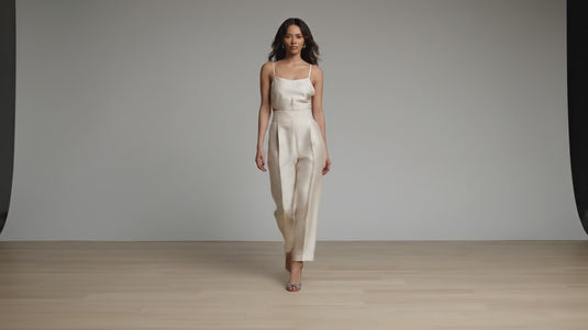 Ivory Satin Silk Bottom, High-Waisted Pant, Office Pants for Women